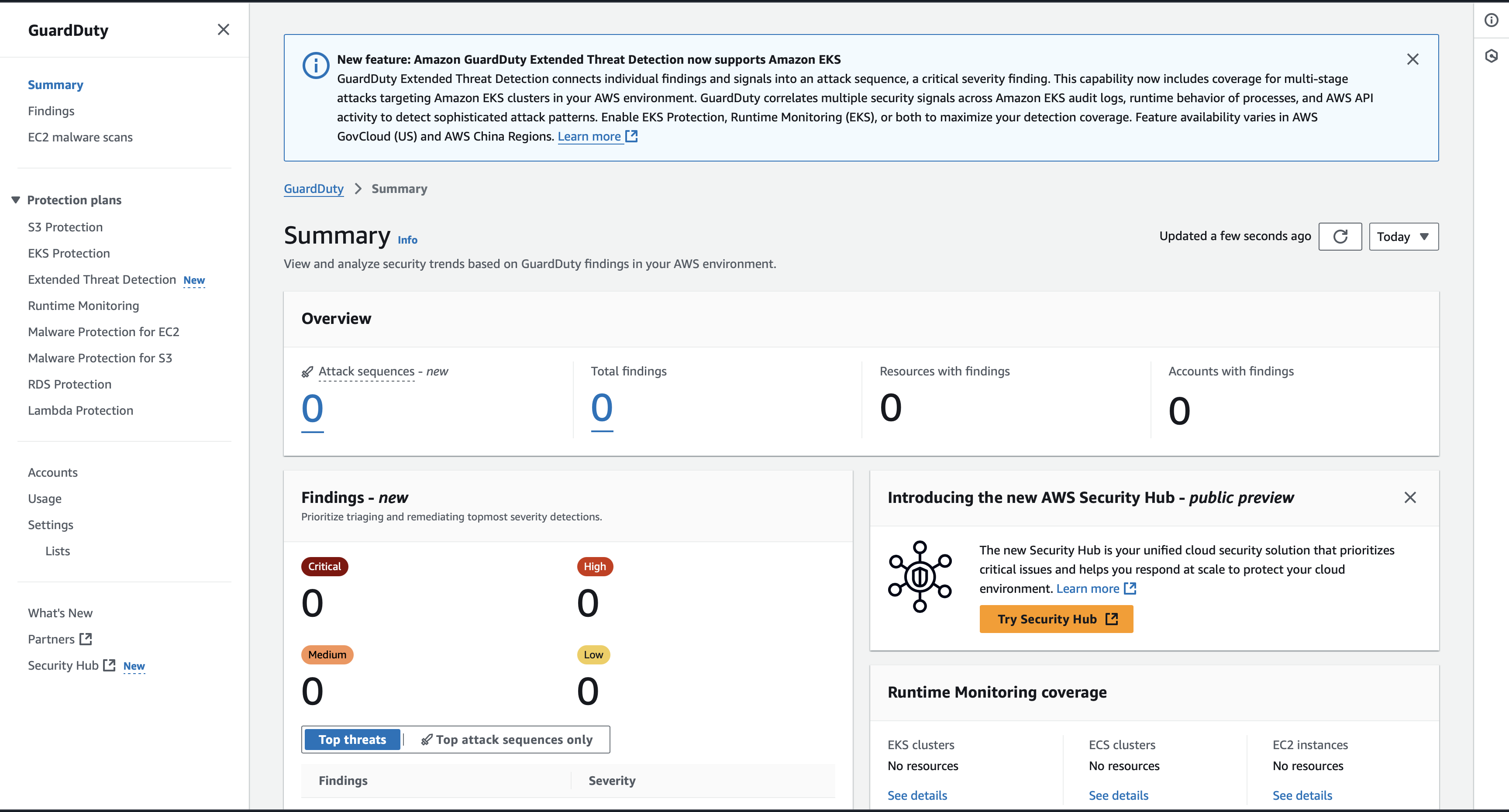 GuardDuty dashboard summary