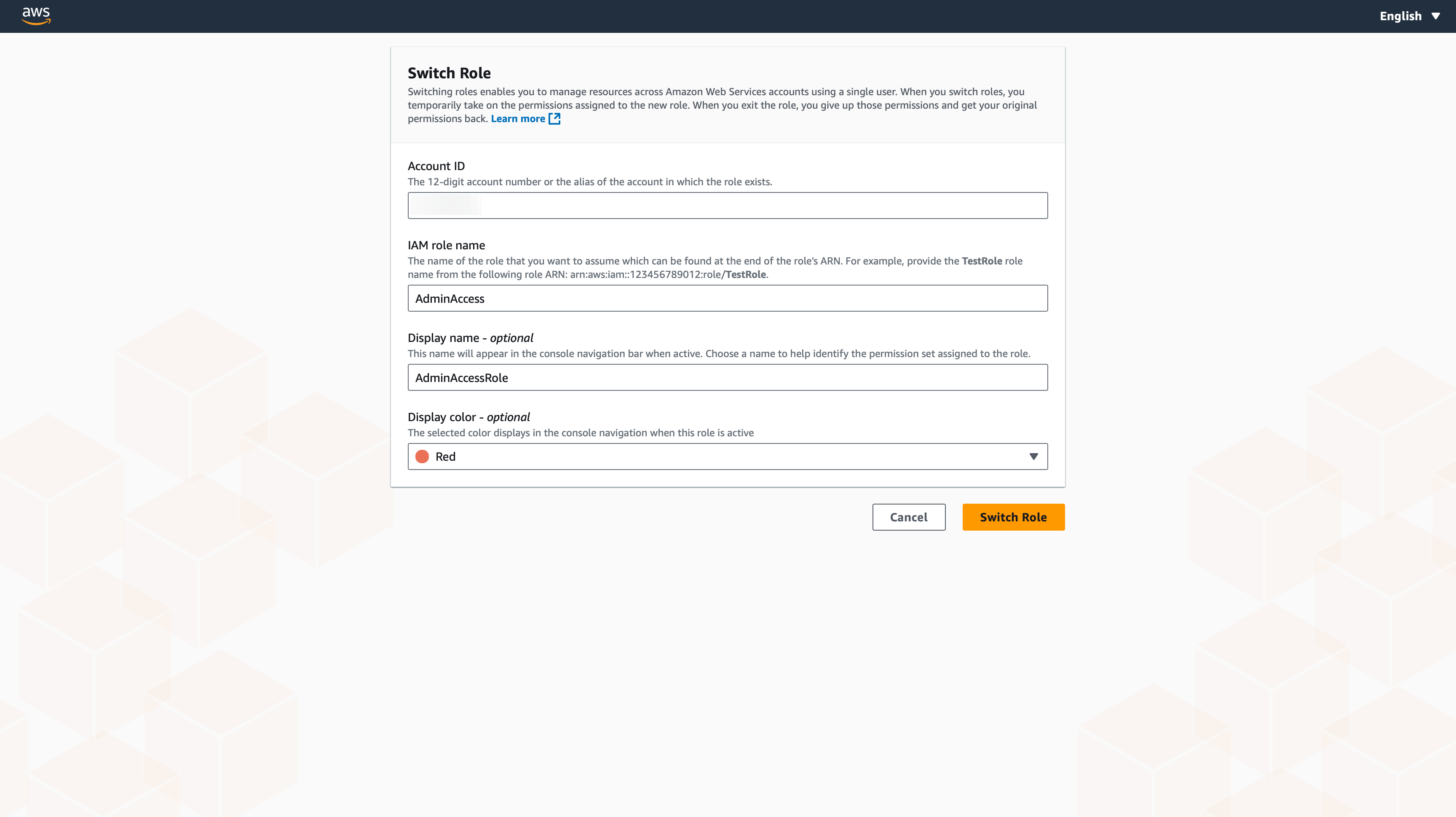 IAM switch role interface